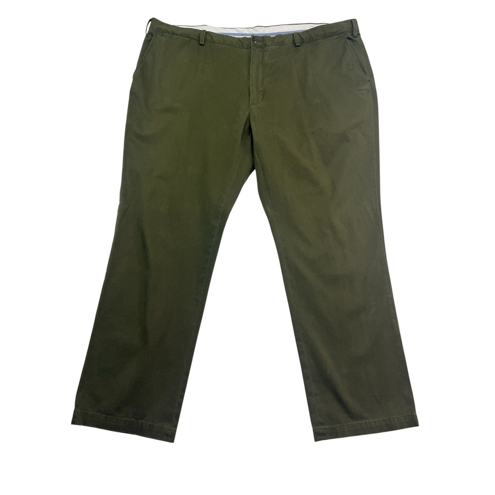 Polo Ralph Lauren 52x34 Olive Green Chino Dress Pants Flat Front Trousers Cotton